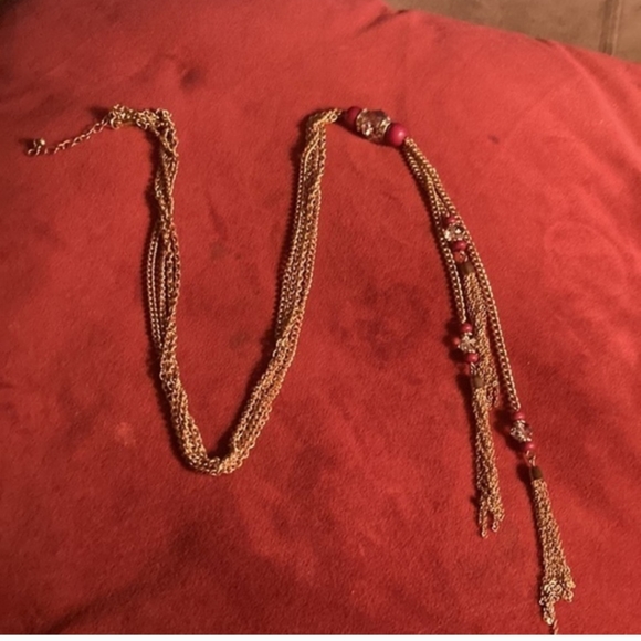 Gold and Red Statement Necklace EUC - Picture 5 of 5